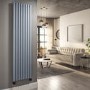 Refurbished Light Grey Electric Vertical Designer Radiator 2.4kW with Wi-Fi Thermostat - H1800xW472mm - IPX4 Bathroom Safe