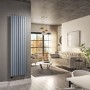 Refurbished Light Grey Electric Vertical Designer Radiator 2.4kW with Wi-Fi Thermostat - H1800xW472mm - IPX4 Bathroom Safe