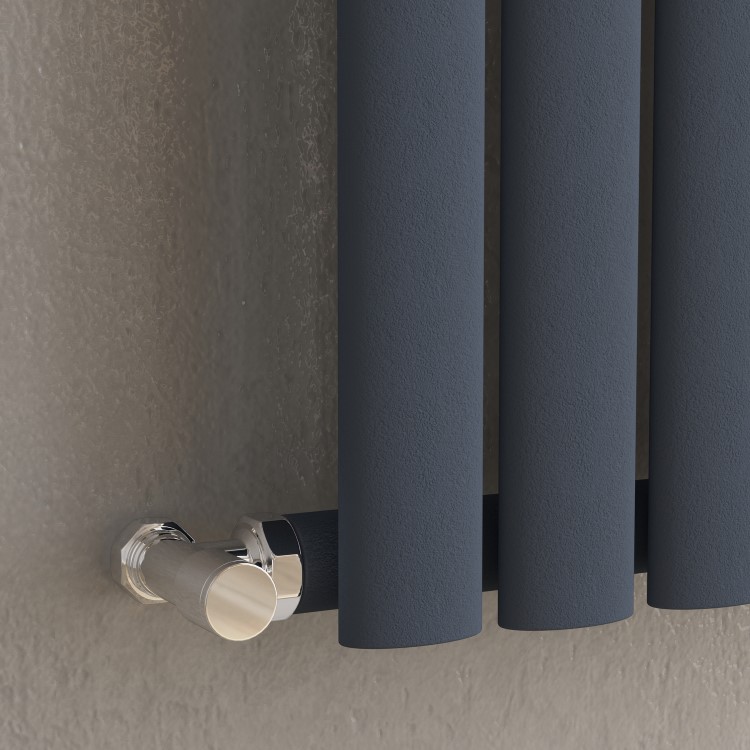 Refurbished- Sorrento Anthracite Horizontal Oval Designer Radiator 600x1593mm Single Panel 4255 BTU