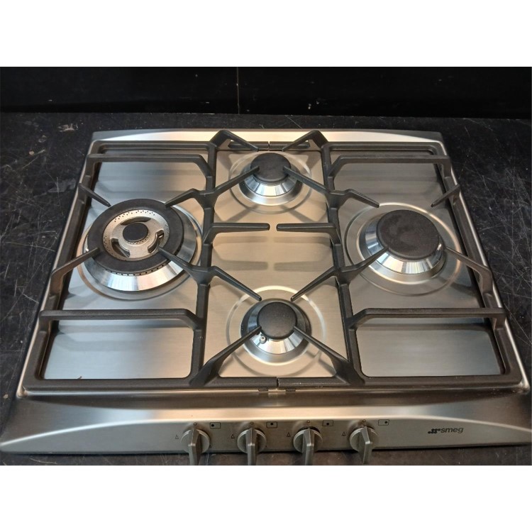 Refurbished Smeg Cucina PBP6B6B60 60cm 4 Burner Gas Hob with Wok Burner Stainless Steel