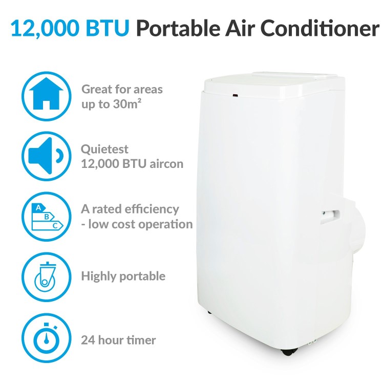 Refurbished electriQ 12000 BTU Quiet Portable Air Conditioner
