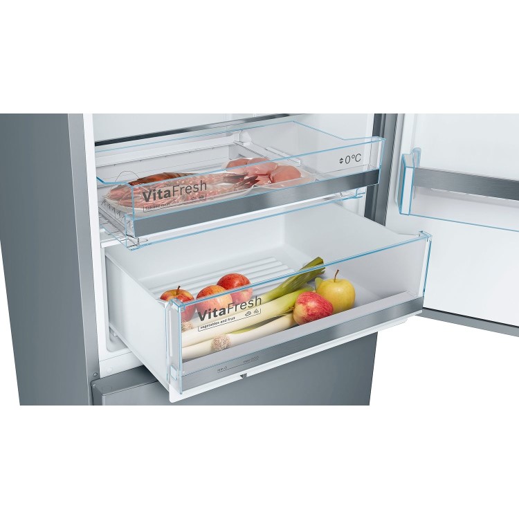 Refurbished Bosch Series 6 KGE49AICAG Freestanding 413 Litre 60/40 Low Frost Fridge Freezer With VitaFresh Stainless Steel