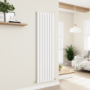 Refurbished Eco Eleganza White Vertical Flat Designer Aluminium Radiator 1800x525mm Double Panel 5124 BTU