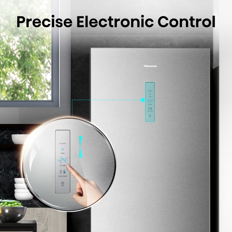 Hisense 495 Litre 60/40 Freestanding Fridge Freezer - Stainless Steel