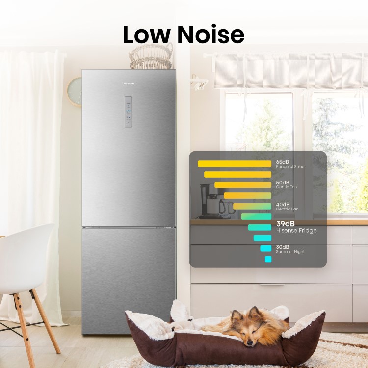 Hisense 495 Litre 60/40 Freestanding Fridge Freezer - Stainless Steel
