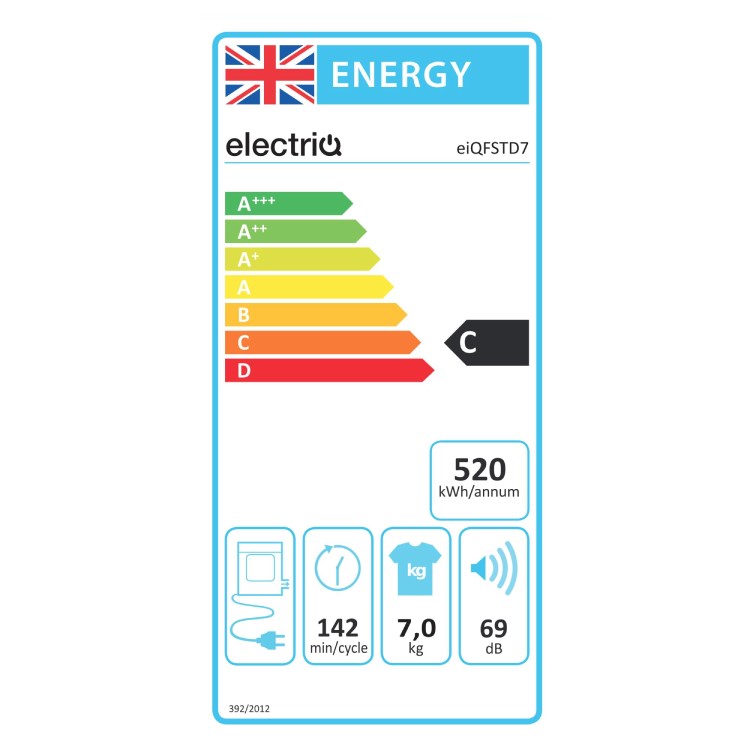 Refurbished electriQ EIQFSTD7 Freestanding Vented 7KG Tumble Dryer White