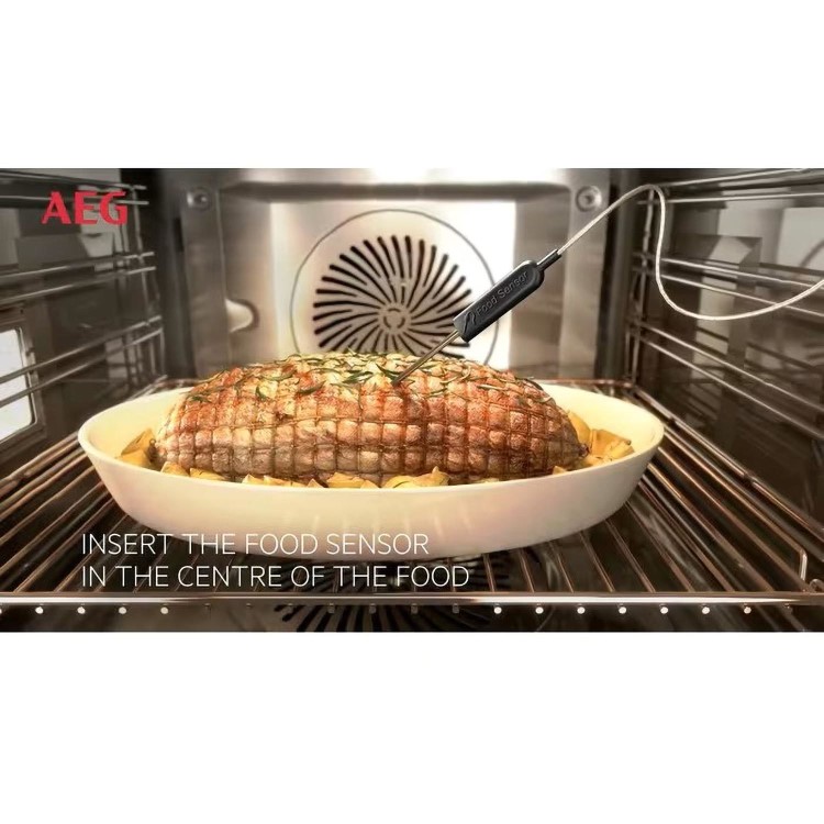 Refurbished AEG 6000 Series BPE556060M SteamBake 60cm Single Built In Electric Oven with Food Probe Stainless Steel