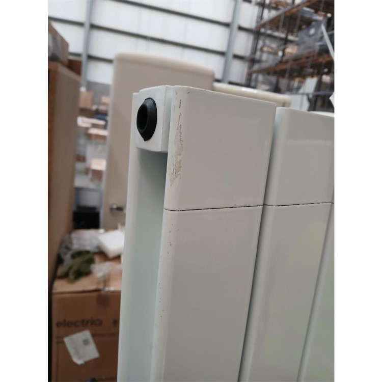 Refurbished - Eco Eleganza White Vertical Flat Designer Aluminium Radiator 1600x450mm Double Panel 4049 BTU