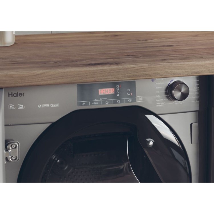 Refurbished Haier Series 4 HDB4H7A2TBERX80 Integrated 7KG Heat Pump Tumble Dryer Graphite