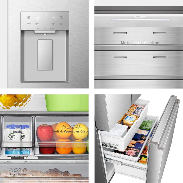 Hisense 634 Litre French Style American Fridge Freezer - Stainless Steel