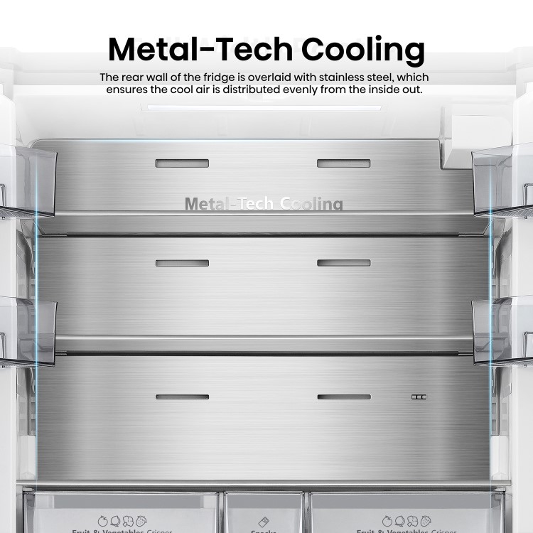 Hisense 634 Litre French Style American Fridge Freezer - Stainless Steel