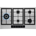 78932957/1/HGB95522YM Refurbished 86cm Five Burner Gas Hob With Cast Iron Pan Stands - Stainless Steel