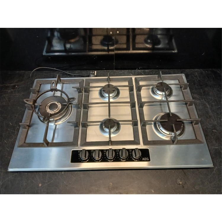 Refurbished 86cm Five Burner Gas Hob With Cast Iron Pan Stands - Stainless Steel