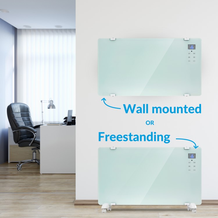 Refurbished electriQ 2000W Smart Designer Glass Panel Heater - Wall Mountable & Bathroom Safe