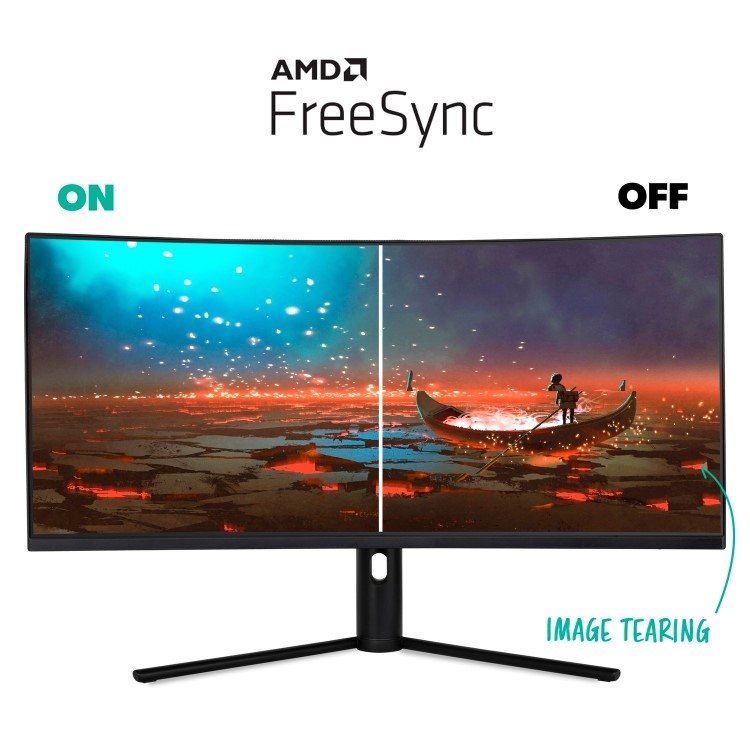 Refurbished electriQ 34" QLED WQHD 180Hz 1ms UltraWide Curved Gaming Monitor