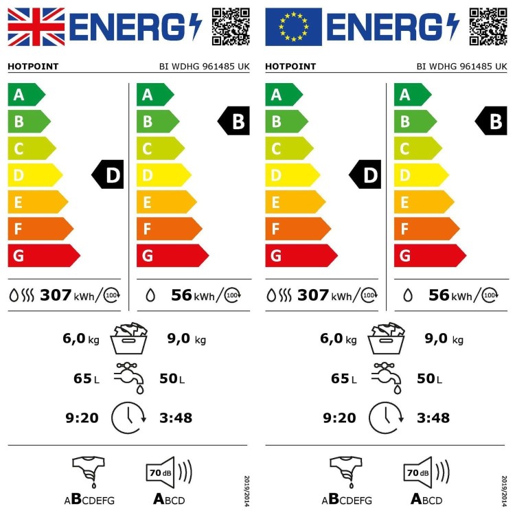 Refurbished Hotpoint Anti-Stain 9kg Wash 6kg Dry 1400rpm Integrated Washer Dryer - White