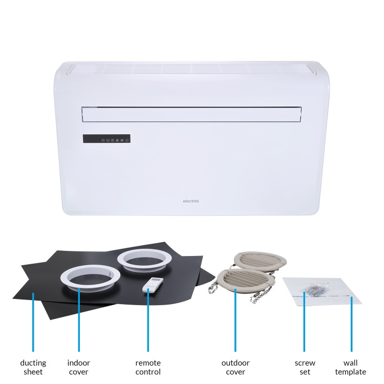 Refurbished electriQ iQool 12000 BTU Wall Mounted All-In-One Smart Air Conditioner with Heat Pump - No Outdoor Unit Needed