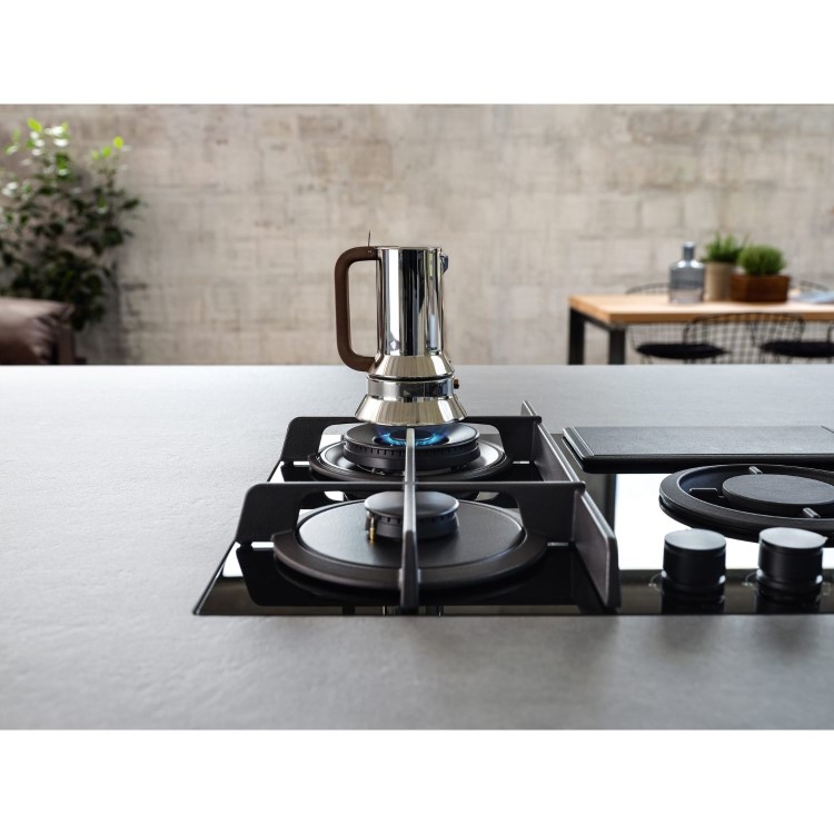 Refurbished Elica Nikolatesla Flame 88cm Gas Venting Hob with Built-In Extractor Fan - Black