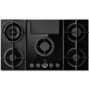 79058052/1/NT-FLAME-EVO-BL Refurbished Elica Nikolatesla Flame 88cm Gas Venting Hob with Built-In Extractor Fan - Black
