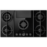 Refurbished Elica Nikolatesla Flame 88cm Gas Venting Hob with Built-In Extractor Fan - Black