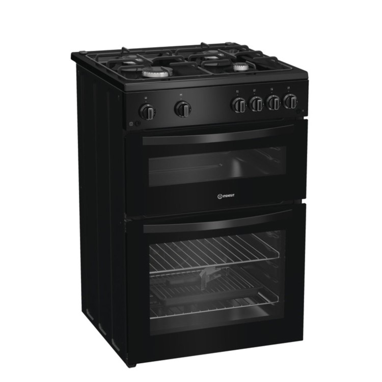 Refurbished Indesit 60cm Twin Cavity Gas Cooker - Black