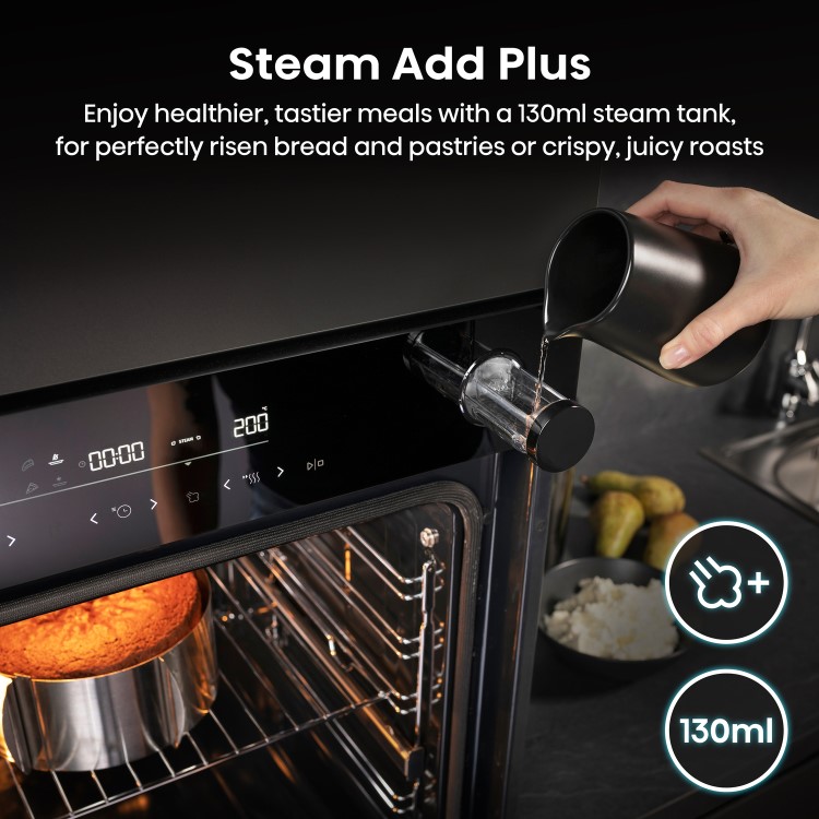 Refurbished Hisense Hi6 BlackLine BSA66346PDBGUK Built In Electric Pyrolytic Steam Add Plus Single Oven