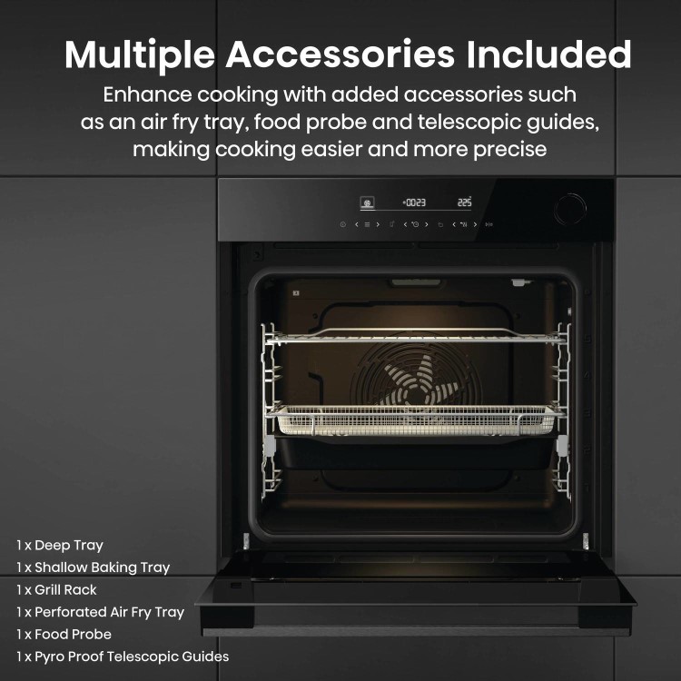 Refurbished Hisense Hi6 BlackLine BSA66346PDBGUK Built In Electric Pyrolytic Steam Add Plus Single Oven