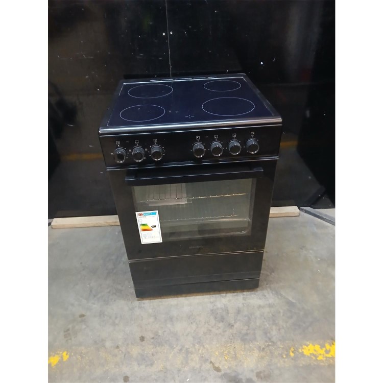 GRADE A3 - electriQ 60cm Single Oven Cooker with Ceramic Hob - Black