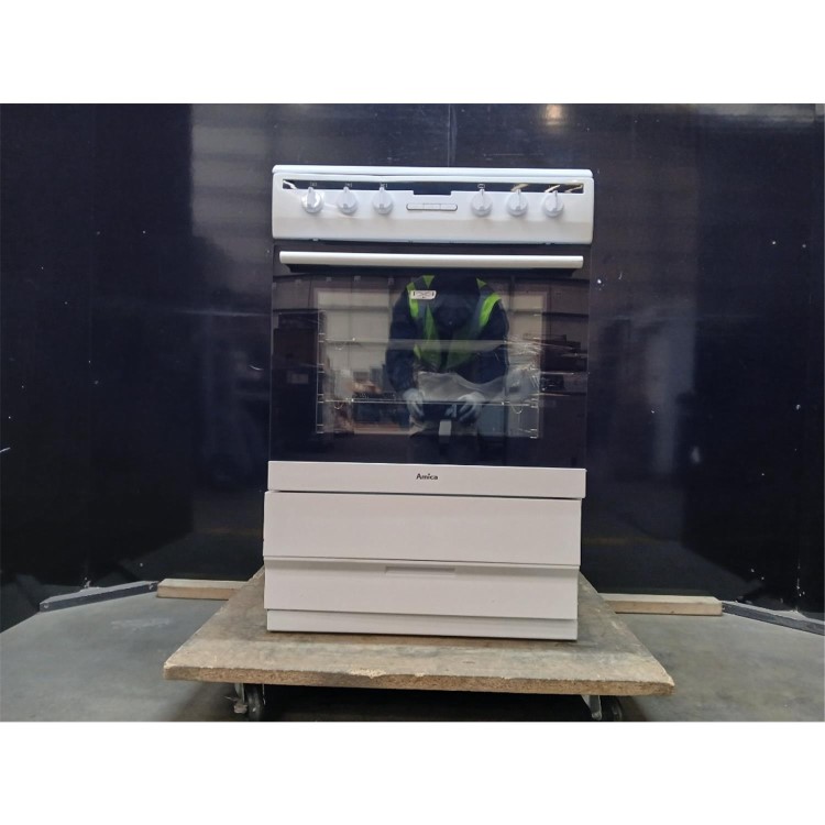 Refurbished Amica 60cm Single Fan Oven Electric Cooker With Ceramic Hob - White