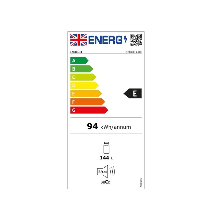 Refurbished Indesit 144 Litre Integrated Under Counter Larder Fridge