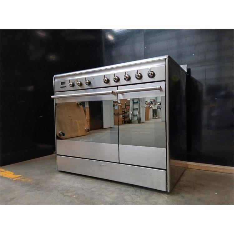 Refurbished Smeg Concert Double Oven 90cm Electric Range Cooker With Ceramic Hob - Stainless Steel