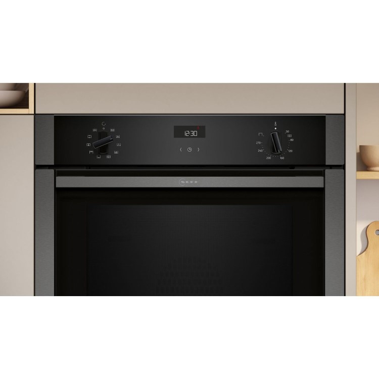 Refurbished Neff N50 B3ACE4AG3B Slide and Hide Electric Single Oven - Graphite