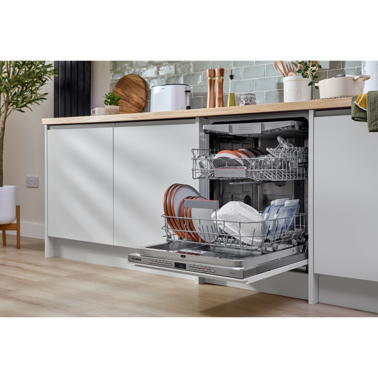 Bosch Series 6 Integrated Dishwasher - Smart Wi-Fi, B-Rated, Silver control panel