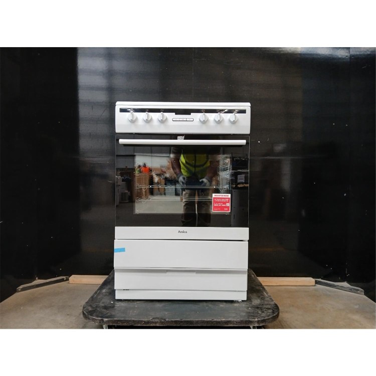 Refurbished Amica 60cm Single Fan Oven Electric Cooker With Ceramic Hob - White