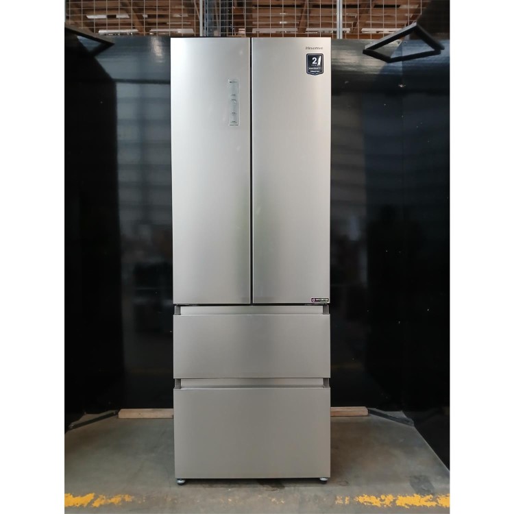 Refurbished Hisense PureFlat 485 Litre French Style American Fridge Freezer - Stainless Steel