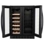 Refurbished electriQ Double Door Dual Zone Wine and Drinks Cooler - Black Glass