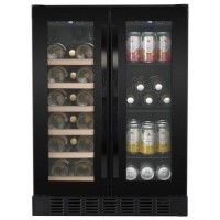 Refurbished electriQ Double Door Dual Zone Wine and Drinks Cooler - Black Glass