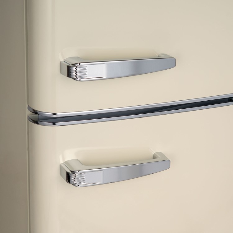 Refurbished electriQ 153 Litre 60/40 Retro Freestanding Fridge Freezer - Cream Total No Frost