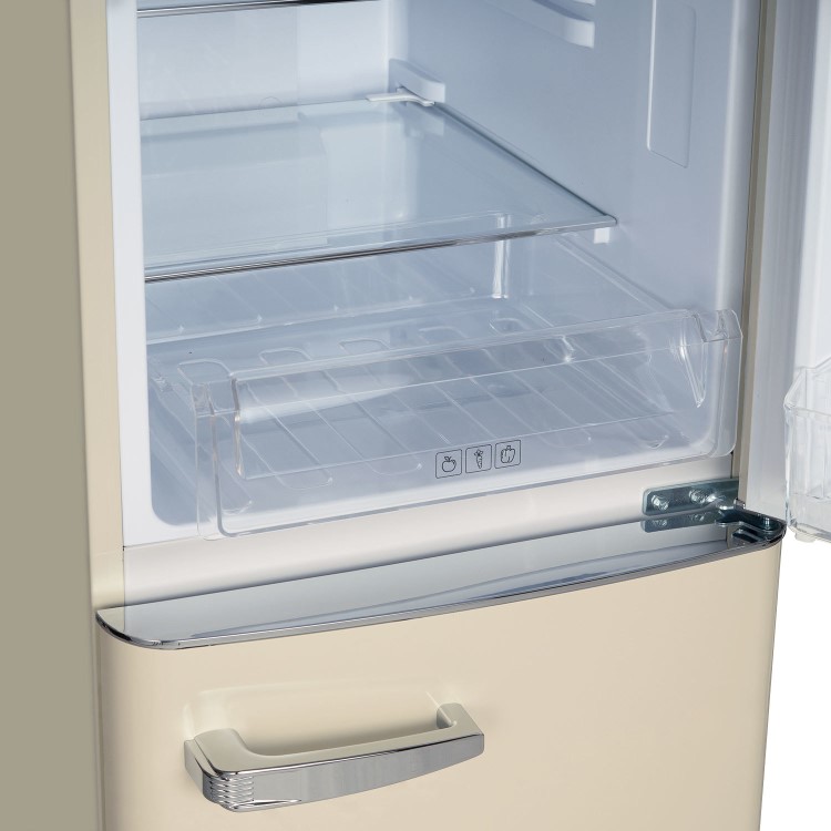 Refurbished electriQ 153 Litre 60/40 Retro Freestanding Fridge Freezer - Cream Total No Frost