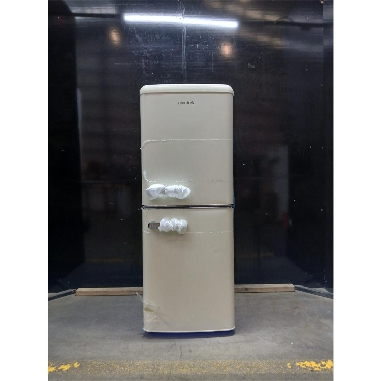 Refurbished electriQ 153 Litre 60/40 Retro Freestanding Fridge Freezer - Cream Total No Frost