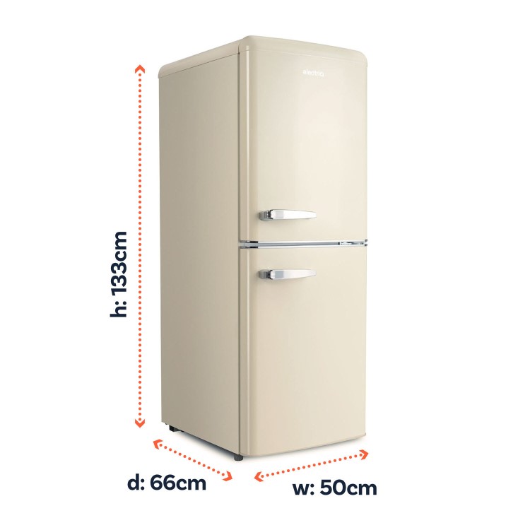 Refurbished electriQ 153 Litre 60/40 Retro Freestanding Fridge Freezer - Cream Total No Frost