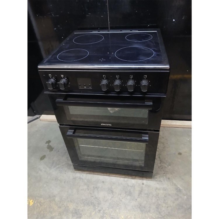 Refurbished ElectriQ 60cm Electric Twin Cavity Cooker With Ceramic Hob Black