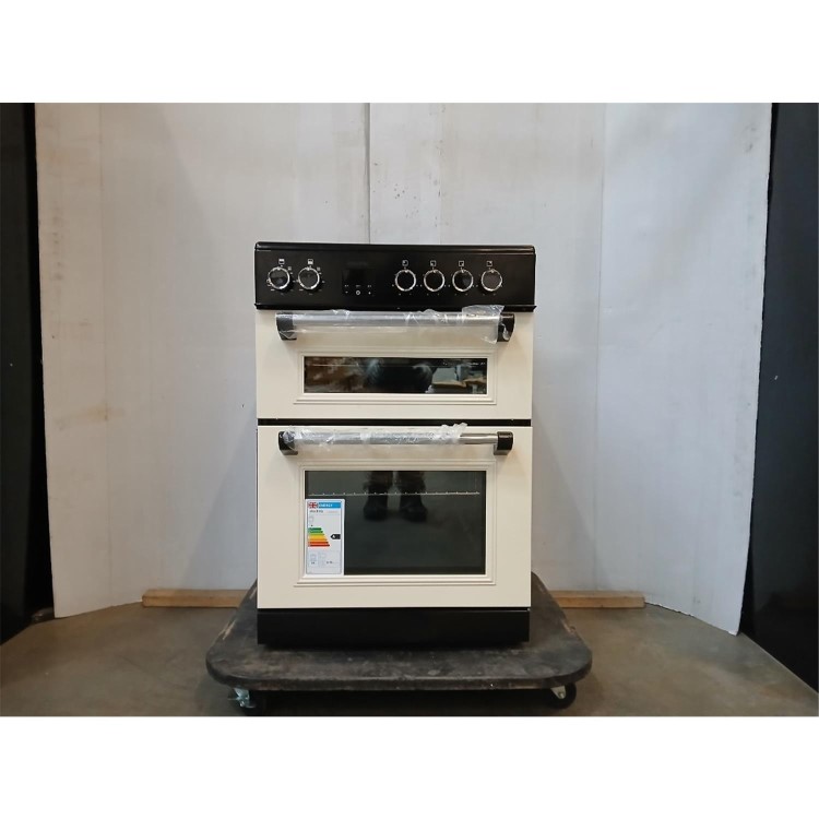 Refurbished electriQ 60cm Double Oven Electric Cooker - Cream