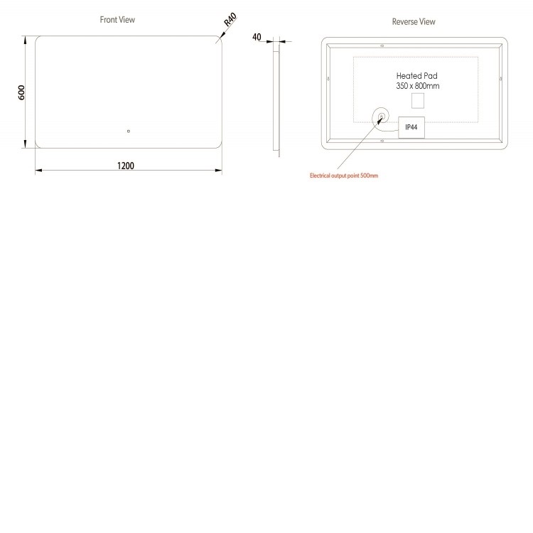 GRADE A1 - Rectangular LED Bathroom Mirror with Demister 1200x600mm- HiB Ambience 120 