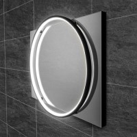GRADE A1 - Black Round LED Bathroom Mirror with Demister 500 x 700mm- HiB Solas 50