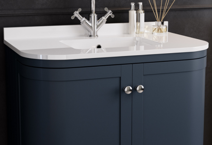 Indigo Blue Basin Vanity Unit with Chrome Handles
