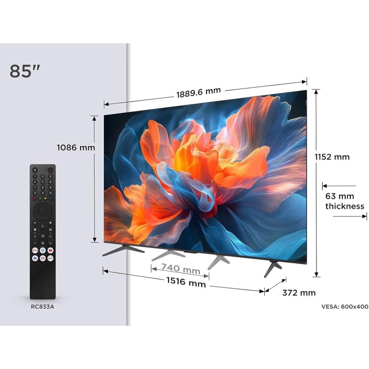 TCL T8C 85 inch 4K Ultra HD QLED Smart Google TV