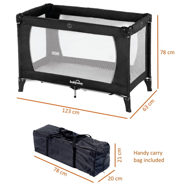 Travel Cot + Playpen with Mattress and Carry Bag by Babyway
