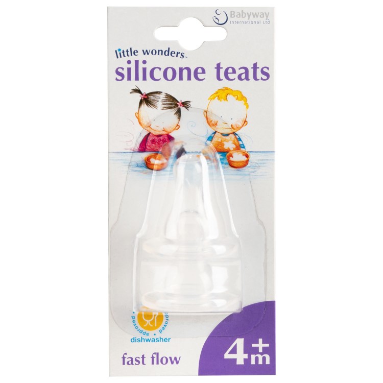 GRADE A1 - Babyway 6x 2-pack Little Wonders Silicone Standard Neck Fast flow Teats - 12 teats total