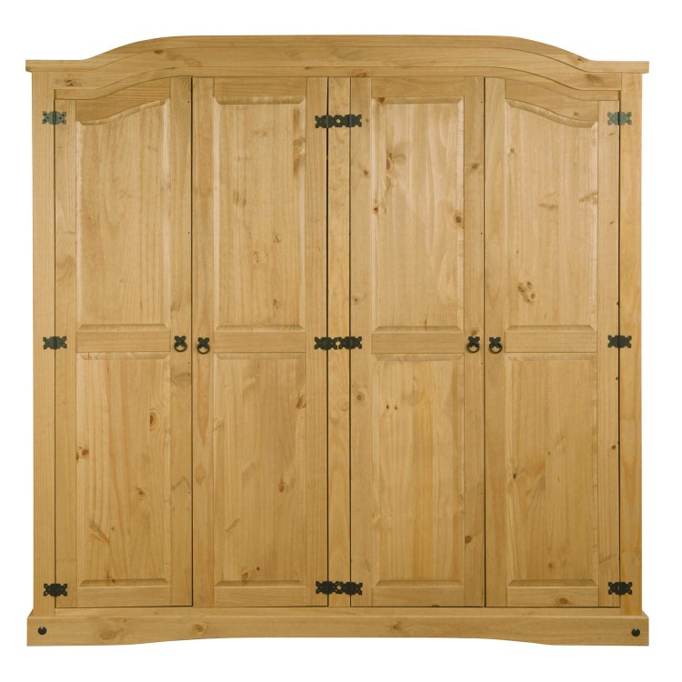 Corona Mexican 4 Door Wardrobe in Solid Pine